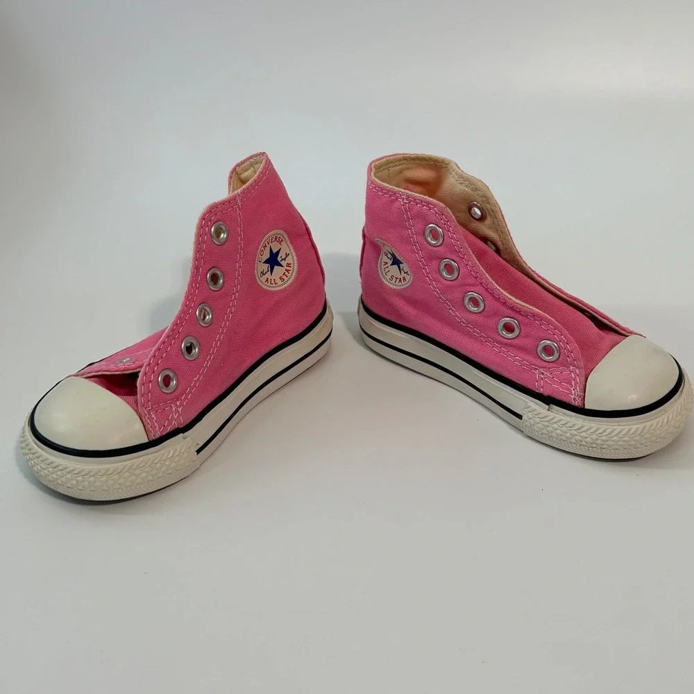 Converse Sneakers Pink High Top Toddler Baby Size 5 Pink Pre-owned No Laces